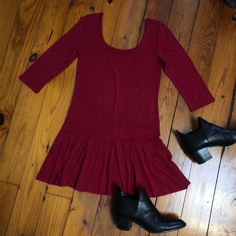 Red free people dress red wine pleated scoop Small